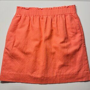JCrew Pull On Linen Blend Mini Skirt Coral Size 6
